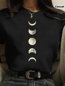 Camiseta negra casual de manga corta - Negro - Ver 1
