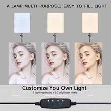 Luz de fotografía LED, luz de relleno para selfies, iluminación para reuniones, luz de estudio fotográfico con soporte de brazo de tijera, adecuada para transmisión en vivo de Zoom - Unitalla - Ver 4