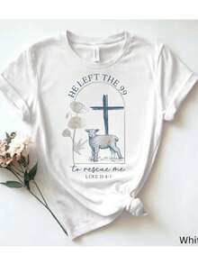 Camiseta de mujer de algodón puro blanco premium: "Me dejó 99 para salvarme" temática religiosa Ecológica - Blanco - Ver 1