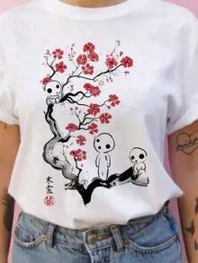 Camiseta de Verano para Hombre y Mujer de Manga Corta con Estampado de Studio  y , Estilo Harajuku Kawaii, Cómoda y Casual Adecuado como regalo. playera de mujer. blusas>elegantes. boho chic,Top de mujer suave, transpirable y cómodo, ideal para primavera, verano y otoño, perfecto para vacaciones, viajes y uso diario. - Blanco 2 - Ver 7