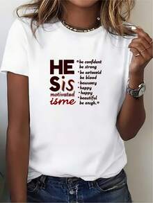 Él/Ella soy yo - Camiseta estampada de 180g |    de sí mismo, fuerte y proactivo |   Adecuado para reuniones familiares, eventos corporativos y como regalo. |   Tops de verano modernos para mujer para el 4 de julio - Blanco - Ver 1