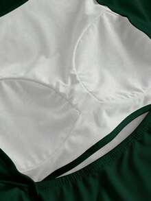 Camiseta sin sujetador de cuello redondo y espalda descubierta de 95% algodón, minimalista y casual para uso diario, atuendo de vacaciones para mujeres, verano - Verde Oscuro - Ver 6