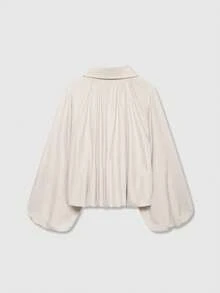女士春季休闲翻领拉链长袖飞行员夹克 - 淺卡其 - 查看 2