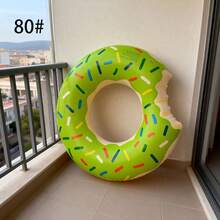 Flotador inflable con diseño de rosquilla verde, flotador de piscina de verano lindo con decoración de chispas de colores - Verde - Ver 10