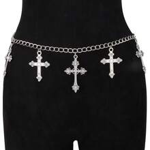 Decoración de cintura cruzada, accesorio de moda versátil y elegante de estilo punk - Plateado - Ver 3