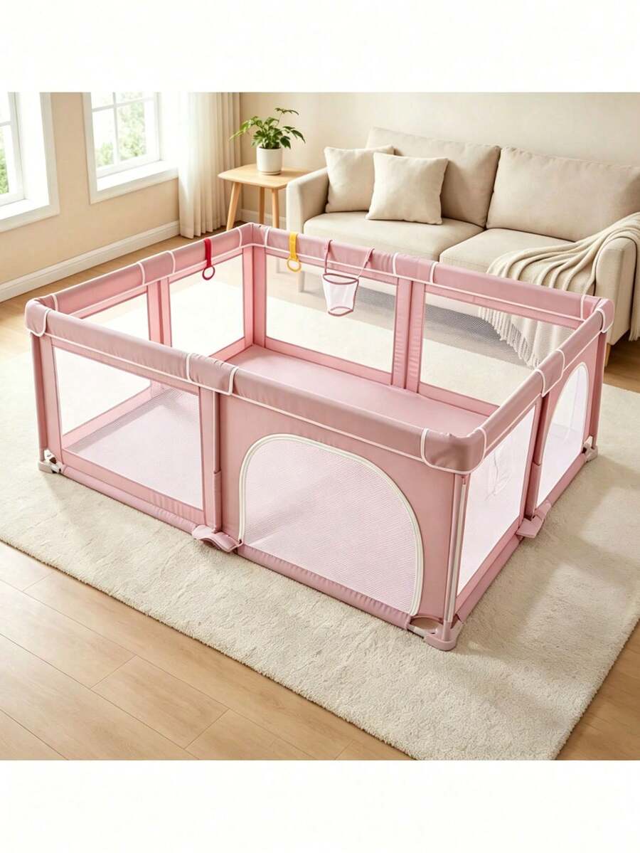 Portable Baby Playpen, Foldable Playpen For Children, Various Colors Available - 粉色 - 查看 1