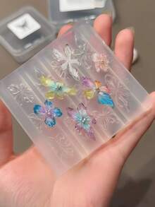 Summer New Arrival Glass Icy Flower 3D Silicone Nail Art Mold - Clear - View 5