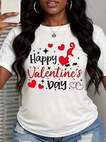 Camiseta de Mujer con Estampado de Corazón de Gnomo para el Día de San Valentín, Regalo Romántico y Lindo, Estilo Vintage Urbano, Unisex, de Algodón, Manga Corta, Cuello Redondo, 100% Algodón - Blanco - Ver 3