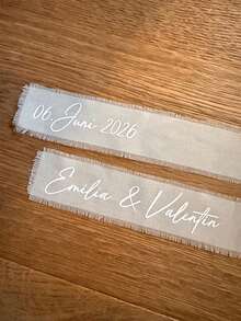 Personalized Bridal Bouquet Ribbon With Name, Wedding Toss Bouquet Ribbon, Wedding Decoration Gift, Bouquet Ribbon, White Personalized Bridal Bouquet Ribbon, Suitable For Fresh Flowers, Customized Text Ribbon, Tulle Wedding Flower Ribbon, Customizable Letter Ribbon, Wedding Souvenir, Personalized Bridal Bouquet Ribbon, Name Customized Tulle Wedding Ribbon, Customized Tulle Wedding Bouquet Ribbon - Multicolor - View 4