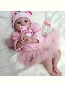 50cm 20 Inch Reborn Baby Dolls Soft Vinyl,3D Painted Skin And Cloth Body For Girls, Realistic Handmade Newborn Bebe Art Toy,Early Childhood Education. - 粉色 - 查看 1