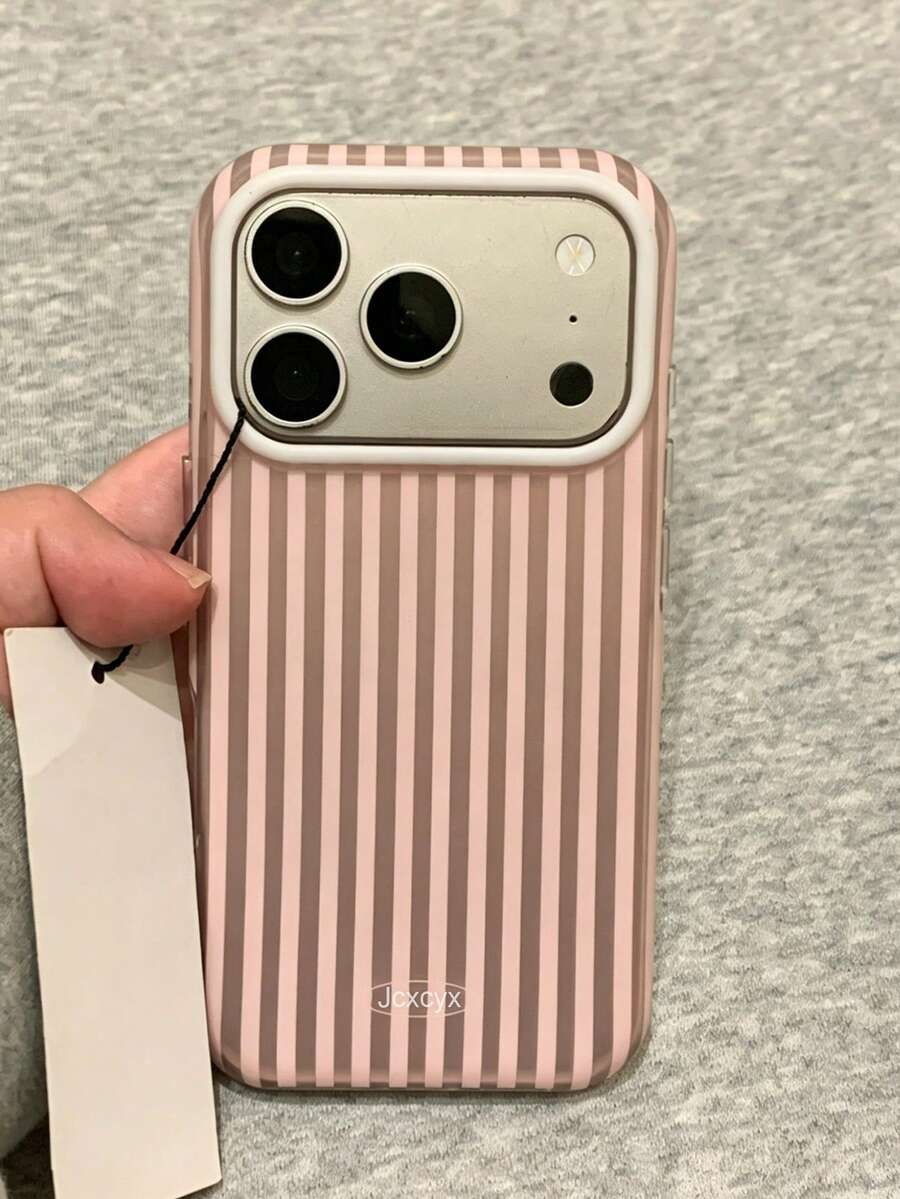 Vintage Striped Phone Case Compatible With IPhone 17 Pro Max, 17 Pro, 17, 16 Pro Max, 16 Pro, 16, 15 Pro Max, 15 Pro, 15, 14 Pro Max, 14 Pro, 13 Pro Max, 13, Fashion Protective Shell - Pink - View 1