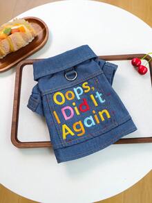 1件宠物衣服，狗狗/猫咪服装，快乐小狗休闲时尚可爱舒适调皮外套，适合小型犬/幼犬 - 藍色 - 查看 9