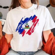 Camiseta de Haití para Mujer, Divertida, Estilo Y2K Harajuku, Ropa Femenina Divertida, Ropa Estética para Mujer - Blanco - Ver 10