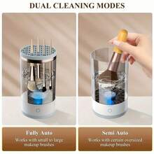 Electric Makeup Brush Cleaner, 3 In 1 Automatic Brush Washer, Makeup Brush Cleaning Machine, Makeup Tool Cleaner For Daily Use, Fits For All Size Makeup, Back-To-School Giftt, Best For Back-To-School, Women Travel - Black - View 8