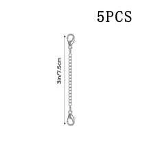 5pcs (3-15cm) Stainless Steel Necklace Extension Chain, Ideal For Making Bracelets, Anklets And Other Jewelry - Silver - View 8