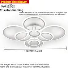 Modern 4/6/8 Rings Interlocking LED Ceiling Light, Flush Mount Circular Ceiling Chandelier, 3 Color Temperature Dimmable, Gold Black White 3 Colors Optional, Minimalist Ring Ceiling Lamp For Living Room Bedroom Hallway Indoor Home Lighting Decoration - 彩色 - 查看 12