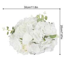 RainWeel 10 Pcs Flower Ball Arrangement Bouquets, 30*20cm Plastic Flowers Balls, Fake Rose Flower Ball For Wedding Centerpieces, Floral Ball Arrangement For Table Decor, Artificial Flower Table Centerpieces Decoration, Realistic Flowers Bouquet For Wedding, Party Event, Anniversary, Home Decoration (Champagne/White, Green) - 白色 - 查看 3