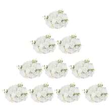 RainWeel 10 Pcs Flower Ball Arrangement Bouquets, 30*20cm Plastic Flowers Balls, Fake Rose Flower Ball For Wedding Centerpieces, Floral Ball Arrangement For Table Decor, Artificial Flower Table Centerpieces Decoration, Realistic Flowers Bouquet For Wedding, Party Event, Anniversary, Home Decoration (Champagne/White, Green) - 白色 - 查看 6