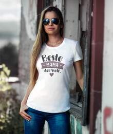 Camiseta para Mujer, Regalo para Mamá, Estampado con la Frase "La Mejor Mamá del Mundo", Dile Gracias, Camisetas de Moda, Tops Cómodos, Camisetas Modernas - Blanco - Ver 2