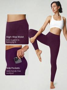 2026 GLOWMODE Featherfit™ High-Waisted Leggings With 24" Side Pocket - 櫻桃尾巴 - 查看 3