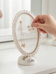 1pc Customized Lace Earring Holder, Wooden Jewelry Organizer, Personalized Custom Text Earring Display Rack, Rustic Boho Jewelry Stand, Gift For Her, Birthday Gifts, Wedding Gifts,Personalized Gifts,Suitable For Jewelry Photography, Prop Display Window Decoration Storage Rack,Suitable For Occasions Such As Anniversaries, Valentine'S Day, Birthdays, Weddings, Etc.Excluding Earrings - Multicolor - View 7