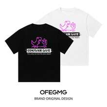 Boy Camiseta De Manga CaíDa Estilo Americano, Camiseta De Marca De Moda Con Estampado De PíXeles, Top Casual De Verano Para Hombre De 280G De Peso Pesado. - Blanco - Ver 3