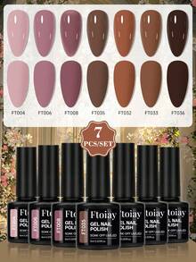 7 Jenis Model & Warna Gel Nail Polish Set, Beragam Gaya, Gel Tahan Lama & Dapat Dilepas dengan Sinar UV/LED, Efek Semi Permanen yang Dapat Dilepas dengan Perendaman, Alat Seni Kuku Populer untuk Wanita - 01 - View 10