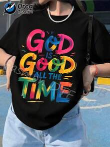 Una camiseta de manga corta para mujer, moderna, a la moda, retro y de corte holgado, adecuada para actividades al aire libre en primavera y verano.Esta camiseta presenta un diseño estampado con las palabras "God is always good."Está confeccionada con tela de 6.35 onzas, muestra un estilo Y2K y es perfecta para salidas de ocio en verano, actividades al aire libre y vacaciones.blusas para mujer,blusas casuales para dama,tops,, mujer premium,y2k,playeras de mujer curvy,ofertas y liquidaciones ropa mujer,playeras deportivas para mujer,,playeras de hombre, mujer,blusas>elegante 8ARX - Negro - Ver 8