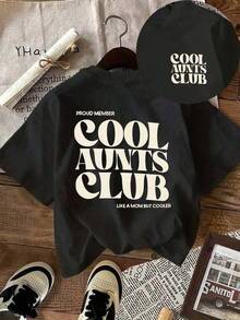 1 pieza de camiseta gráfica para mujer "Cool Aunts Club", ropa casual de verano, miembro orgulloso como una madre, pero más genial, manga corta, estilo retro, ropa deportiva casual, athleisure, ropa de calle, cómoda y suave, tela transpirable, ligera, corte relajado, diseño clásico, estilo atemporal, conjuntos de verano para mujer, conjuntos de primavera para mujer, ropa de verano, ropa para el Día de San Patricio para mujer, primavera, conjuntos de primavera, primavera, ropa vintage para mujer, tops de verano para mujer, tops para mujer, ropa de mujer, ropa de primavera, tops bonitos para mujer, tops lindos para mujer, conjuntos de vacaciones para mujer, conjuntos de verano para mujer, conjuntos de verano, conjuntos de playa. - Negro - Ver 1