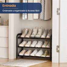 ENJOYBASICS - Zapatero expandible Estante Organizador de Zapatos Ajustable Estante de Zapatos de pie sin Metal Negro para Espacio pequeño - Ver 4