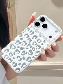 Silver Leopard Print Phone Case Suitable For IPhone 17 Pro Max, Apple 16 Pro, Dual-Layer IMD High-End Protective Cover - Silver - View 2