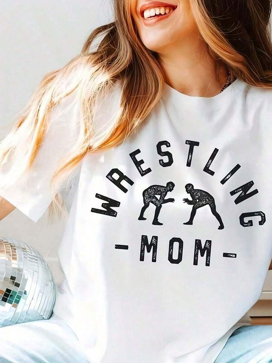 Oferta por tiempo limitado, unidades limitadas disponibles. ¡Aprovecha esta oferta! Camisetas para mujer. Esta camiseta blanca para mujer presenta un llamativo estampado de "Mamá", cuello redondo, estilo casual, tejido de calidad media y corte regular, ideal para primavera, verano y otoño. - Blanco - Ver 1