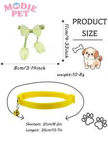 1/4pcs Cute Tulip & Bow Decor Adjustable Pet Collar, Suitable For Daily Use On Cats & Dogs, Happy Pets - Multicolor - View 2