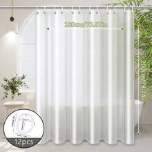 1pc PEVA Shower Curtain Light Opaque Waterproof Moisture-Proof Easy To Clean Full Drape Bathroom Partition Curtain Multi-Size Choice Bathroom Partition Curtain Household Hotel Bathroom Universal Stainless Steel Buttonhole With Hanging Ring - Silk Texture - View 7