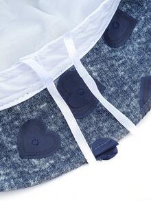 1pc Denim Blue 3D Heart Decor Bucket Hat, Distressed Denim Fabric, Layered Sweet & Design, Wide Brim Flatters Face Shape, Creates Youthful Look - Fisherman's Hat - View 9