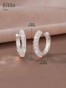 Hihho 1 Pair Dopamine Chic Hoop Earrings, Silver-White Color Minimalist Design, Versatile Elegant Earrings Suitable For Commuting, Casual T-Shirts, And Dresses - Earrings - View 8