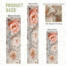 1pc Delicate Peony Floral Pattern Table Runner, Soft Pink & Beige Color, Elegant Style, Suitable For Home Gatherings, Indoor/Outdoor Decor, Entryway, Coffee Table, Living Room Ambiance, Kitchen Dining, Natural Holiday Gift - Baby Pink - View 3