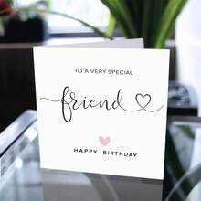 1pc/5pcs Special Friend Birthday Card, Happy Birthday, Pink Heart For Her Including Envelope - Multicolor - View 3