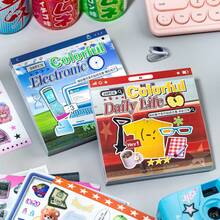 1pc/2pcs Y2K Style Sticker Book, Vintage Digital Style Stickers, Perfect For Bullet Journaling Enthusiasts. Includes A Variety Of Designs And Attractive Stickers, Great As Birthday Gift Or Back To School Gift. - Sticker - View 7