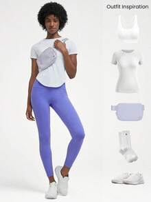 2026 GLOWMODE Featherfit™ High-Waisted Leggings With 24" Side Pocket - 長春花藍 - 查看 7