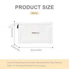 MINISO Waterproof Toiletry Bag, Portable Mesh Travel Cosmetic Organizer, Large Capacity Lightweight Handheld Pouch For Bathroom & Trip (1 Pc, White/Black Optional) - Multicolor - View 10