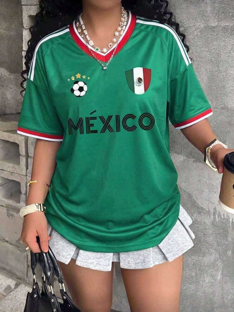 2026 Playera de Fútbol Mujer México Bandera - Ropa para Aficionados al Fútbol Mexicano