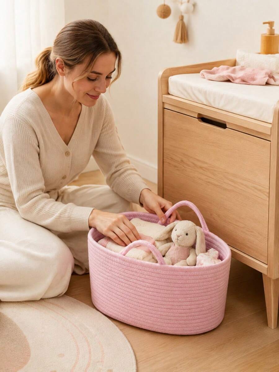 1pc Diaper Storage Box, Suitable For Girls And Boys, Daycare Storage Container, Portable Tote Bag For Changing Table, Car Travel, Shower, Essential Gift - Multicolor - View 1