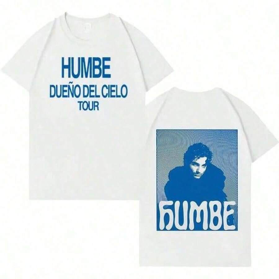 Camiseta de moda con estampado de doble cara de Singer Humbe, camisetas de gran tamaño del Dueno Del Cielo para hombres y mujeres. - Negro - Ver 1