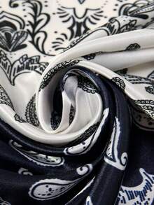 Women's Large Square Satin Scarf 90x90 Elegant Fashion Bandana For Hair And Neck - L1- Azul-marinho - 查看 6