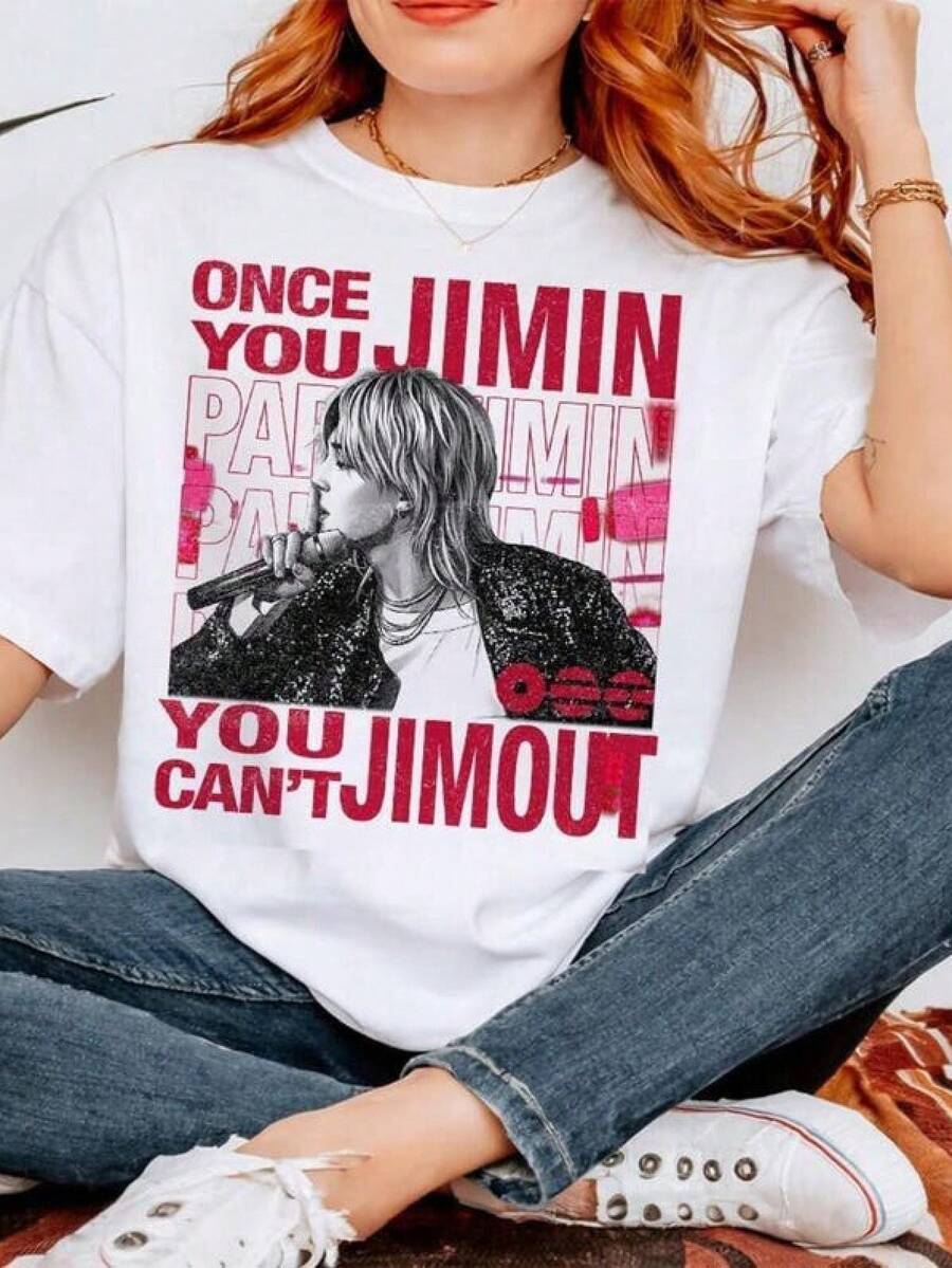 Camiseta de Jimin de BT, camiseta vintage de Park Jimin , cómoda camiseta retro de de los 90, regalo para el ejército,Embalaje individual - Blanco - Ver 1