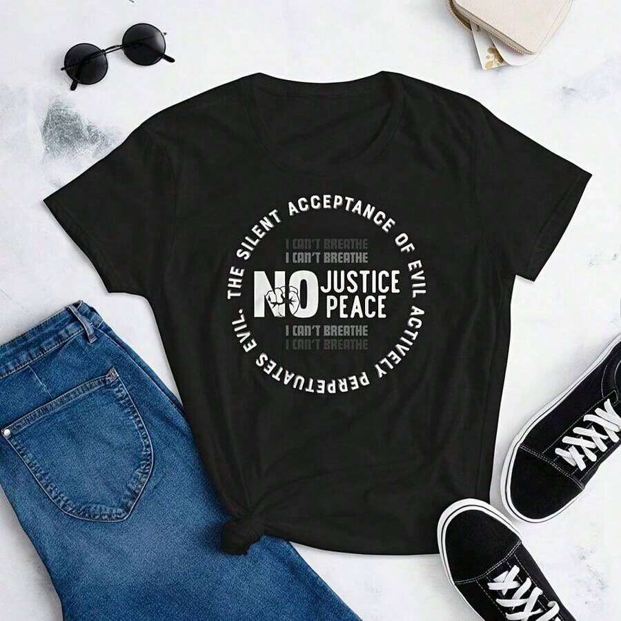 short-sleeveCamiseta de manga corta "No hay justicia, no hay paz" - Camiseta unisex para adultos que inspira los derechos civiles100% Cotton - Negro - Ver 1