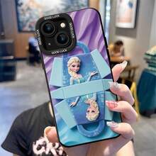 Officially Licensed Disney Frozen Phone Case, This Protective Phone Case Features Elsa In A Mirrored Plush‑Style Tote‑Bag Shaped Design, With Snowflake Details On Blue Fuzzy Fabric, Set Against A Purple Wavy Bubble Background, Made With Flexible, Durable TPU Material To Protect Against Everyday Scratches, Bumps, And Minor Impacts, Compatible With IPhone 17, 16, 15, 14, 13, 12, 11 Pro Series And Galaxy S22, S23, S24, S25 Models, Making It A Charming Choice For Disney Fans, Ideal For Birthdays, Holidays, Or Any Special Occasion To Surprise Family And Friends. - White - View 5