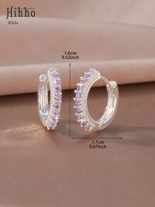 Hihho 1 Pair Dopamine Chic Hoop Earrings, Silver-White Color Minimalist Design, Versatile Elegant Earrings Suitable For Commuting, Casual T-Shirts, And Dresses - Earrings - View 10