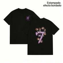 layera con número 7 y personajes kawaii, efecto bordado impreso - Negro - Ver 1